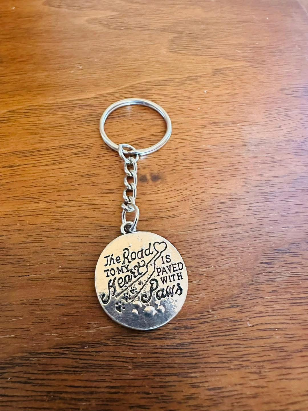 Road to my Heart is Paved with Paws Keychain