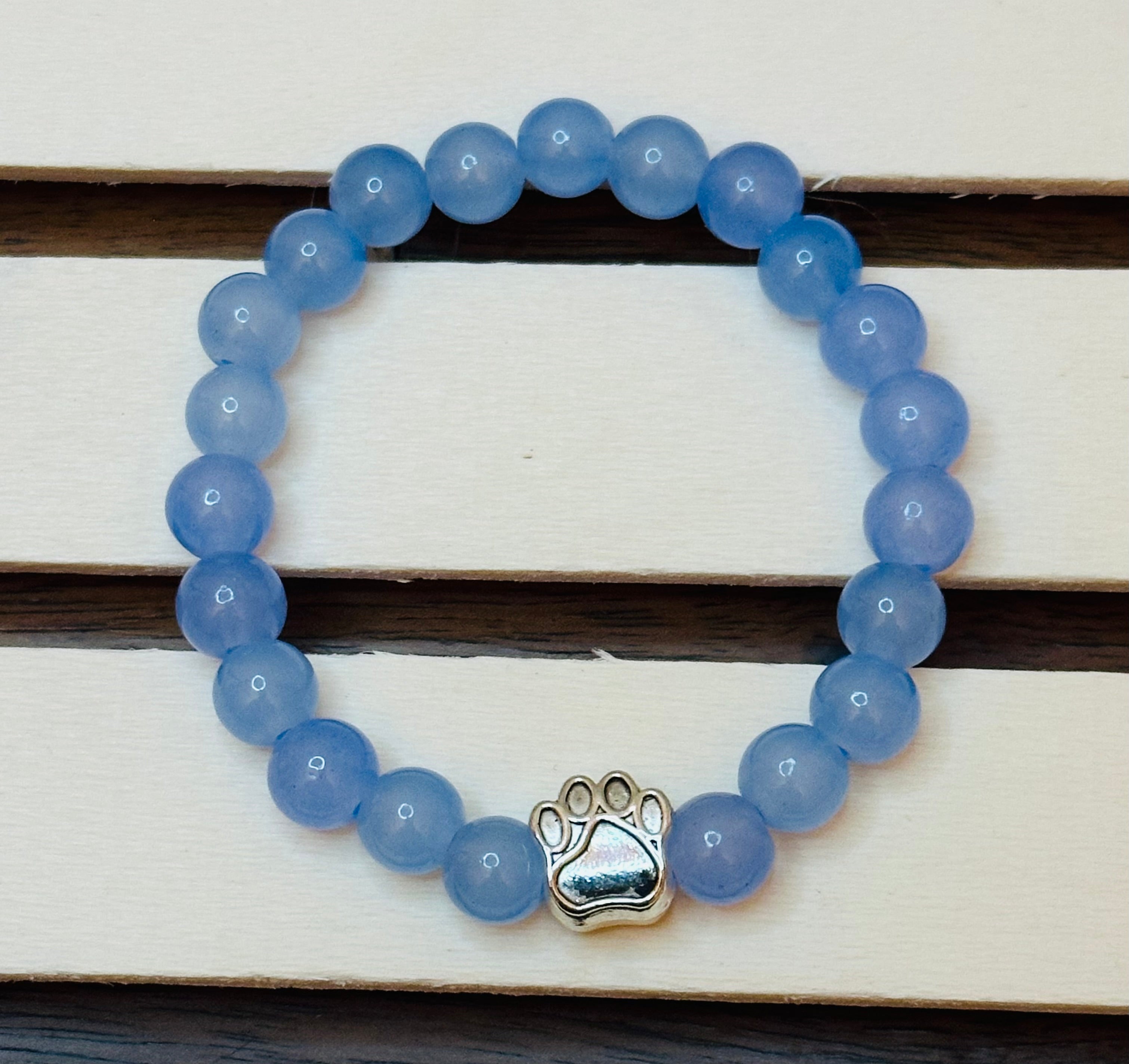 Baby Blue Silver Paw Bracelet