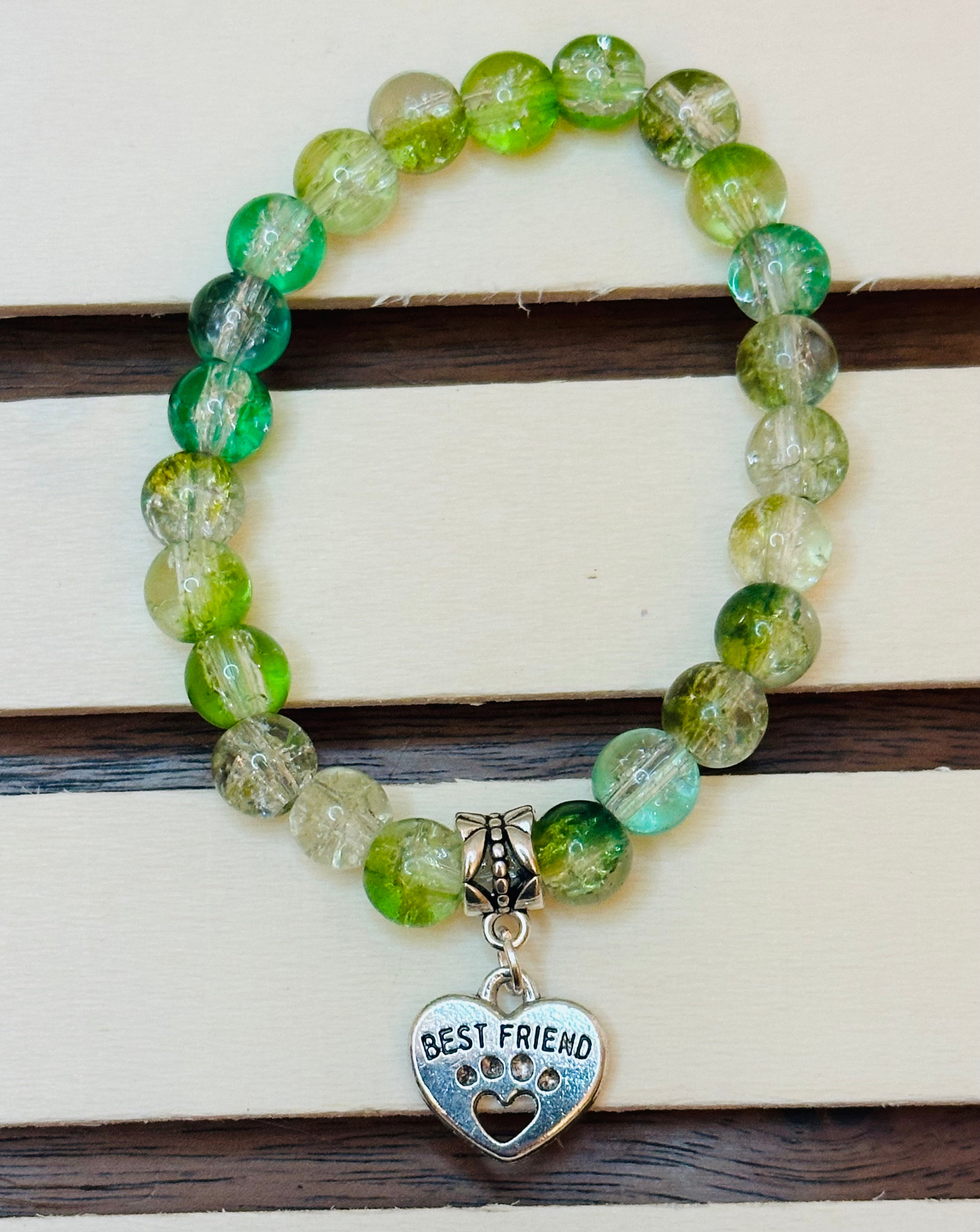Green Sparkle Best Friend Paw Bracelet