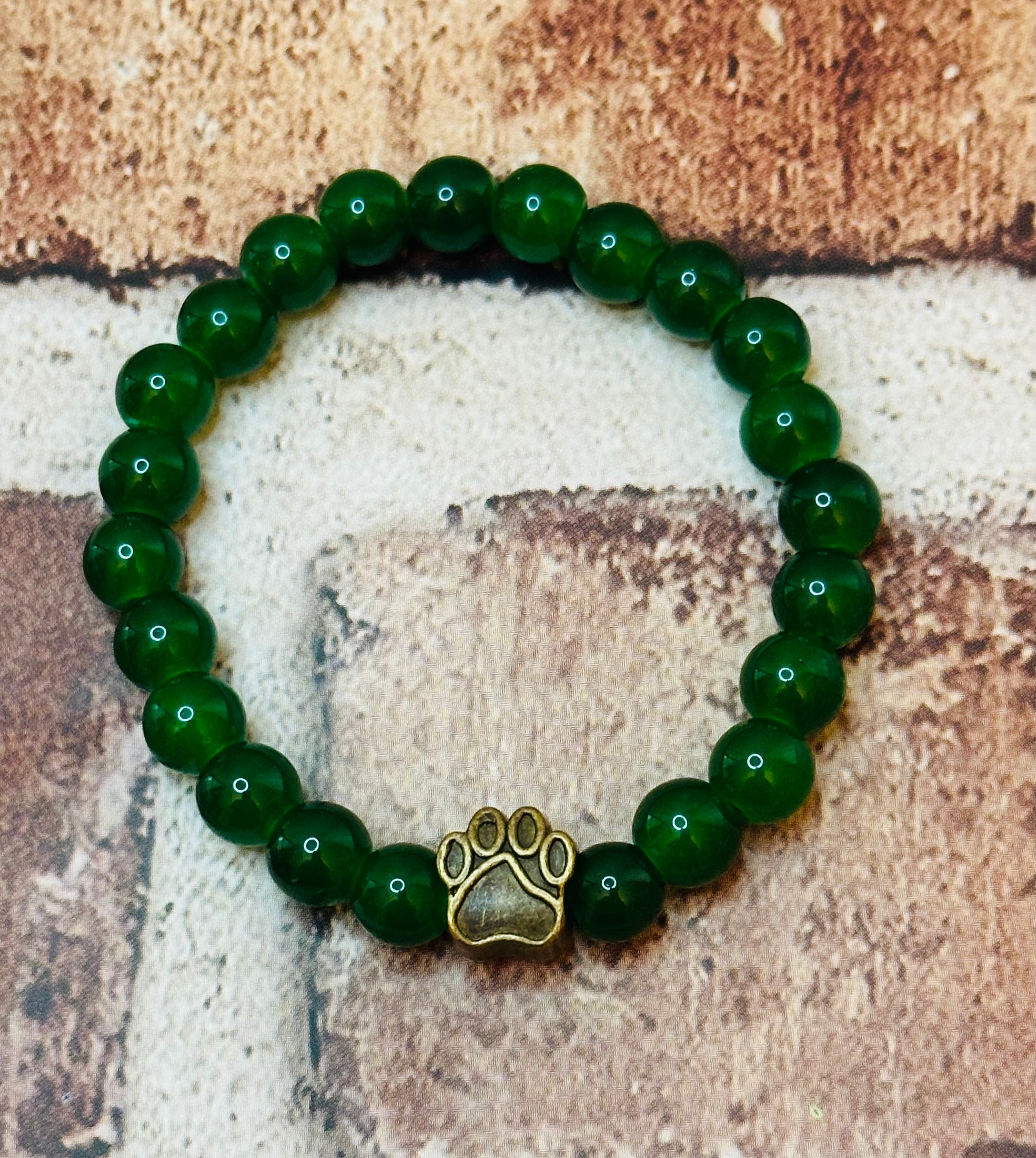 Dark Green Paw Print Bracelet