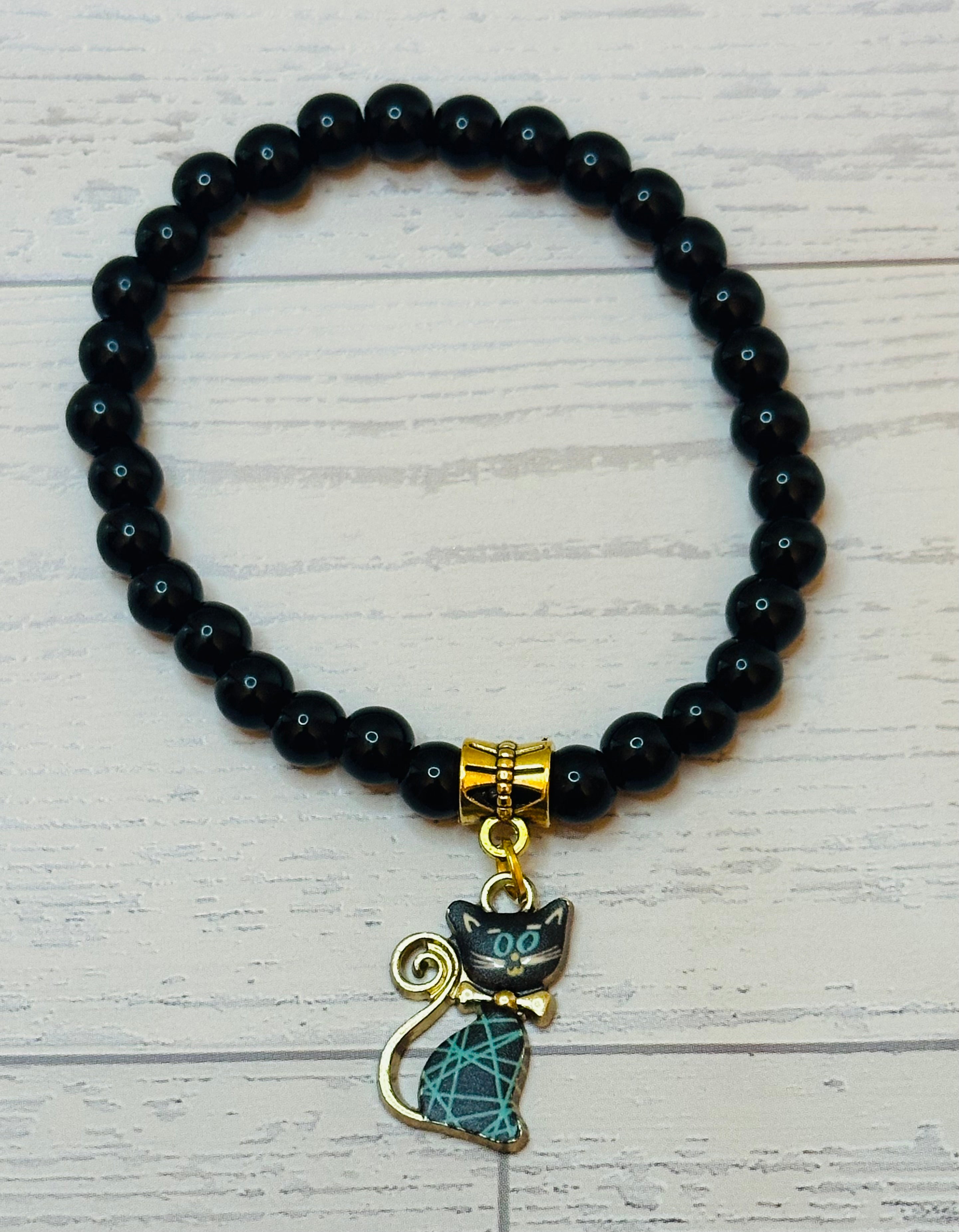 Black and Teal Cat Bracelet