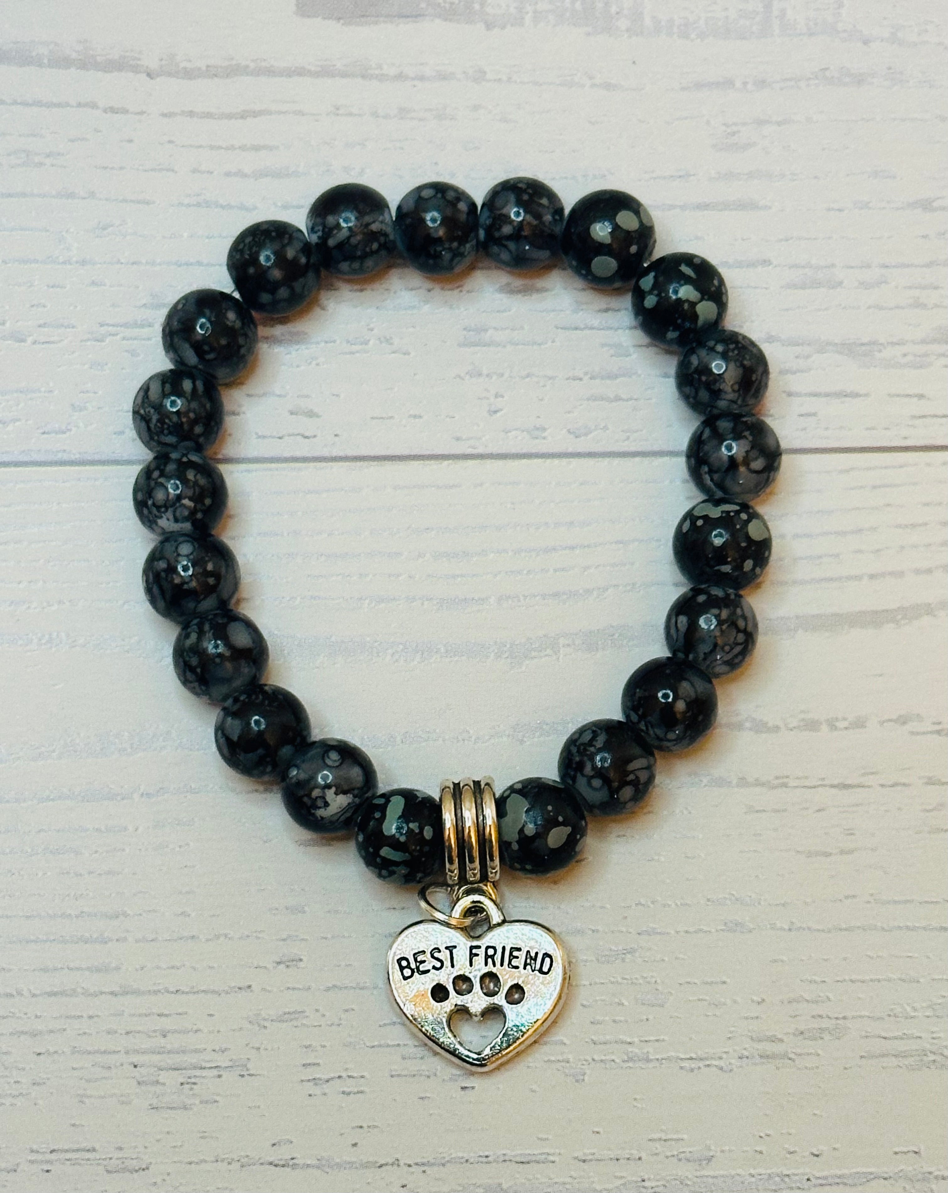Black Marble Best Friend Paw Bracelet
