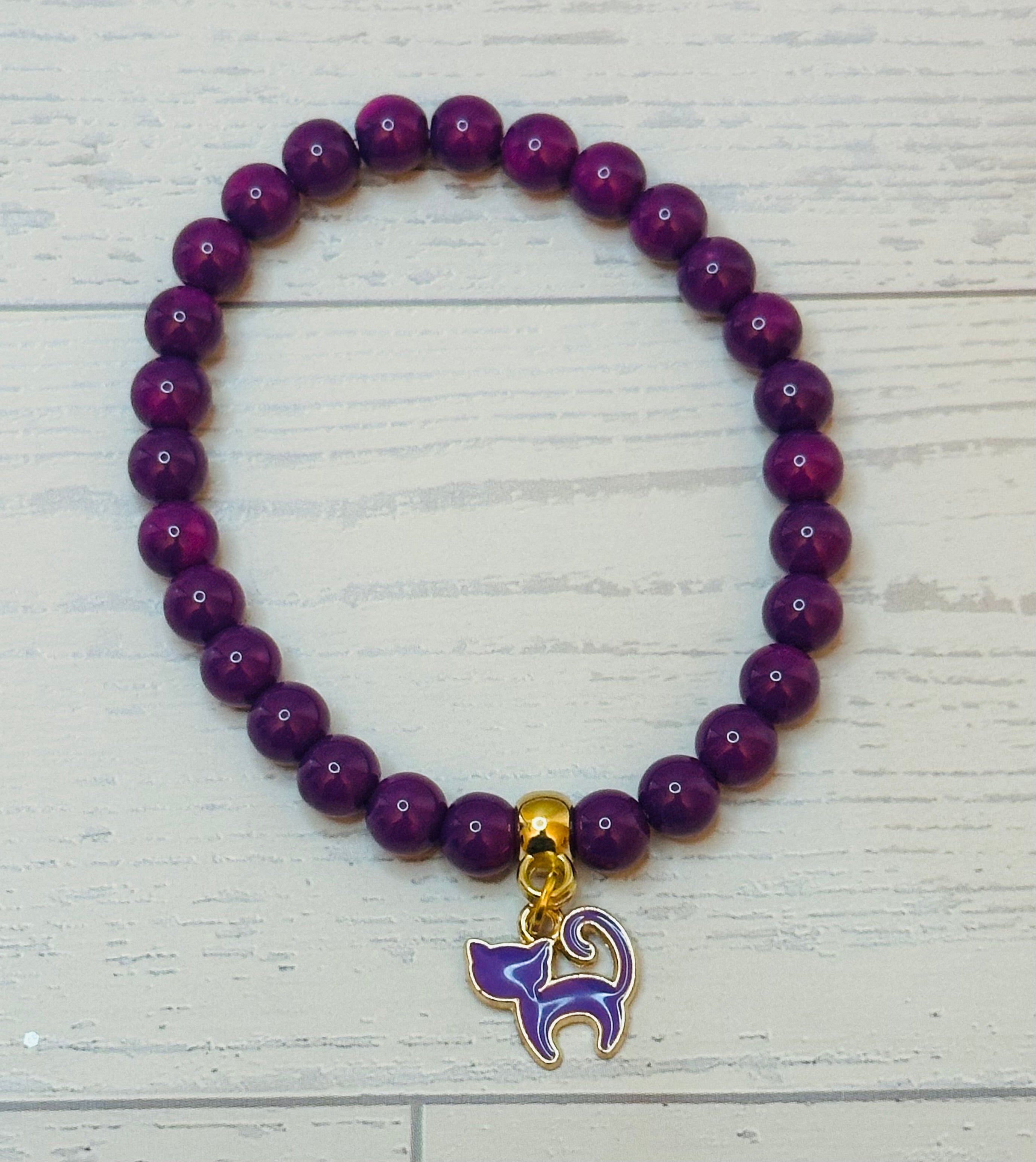 Purple Cat Charm Bracelet