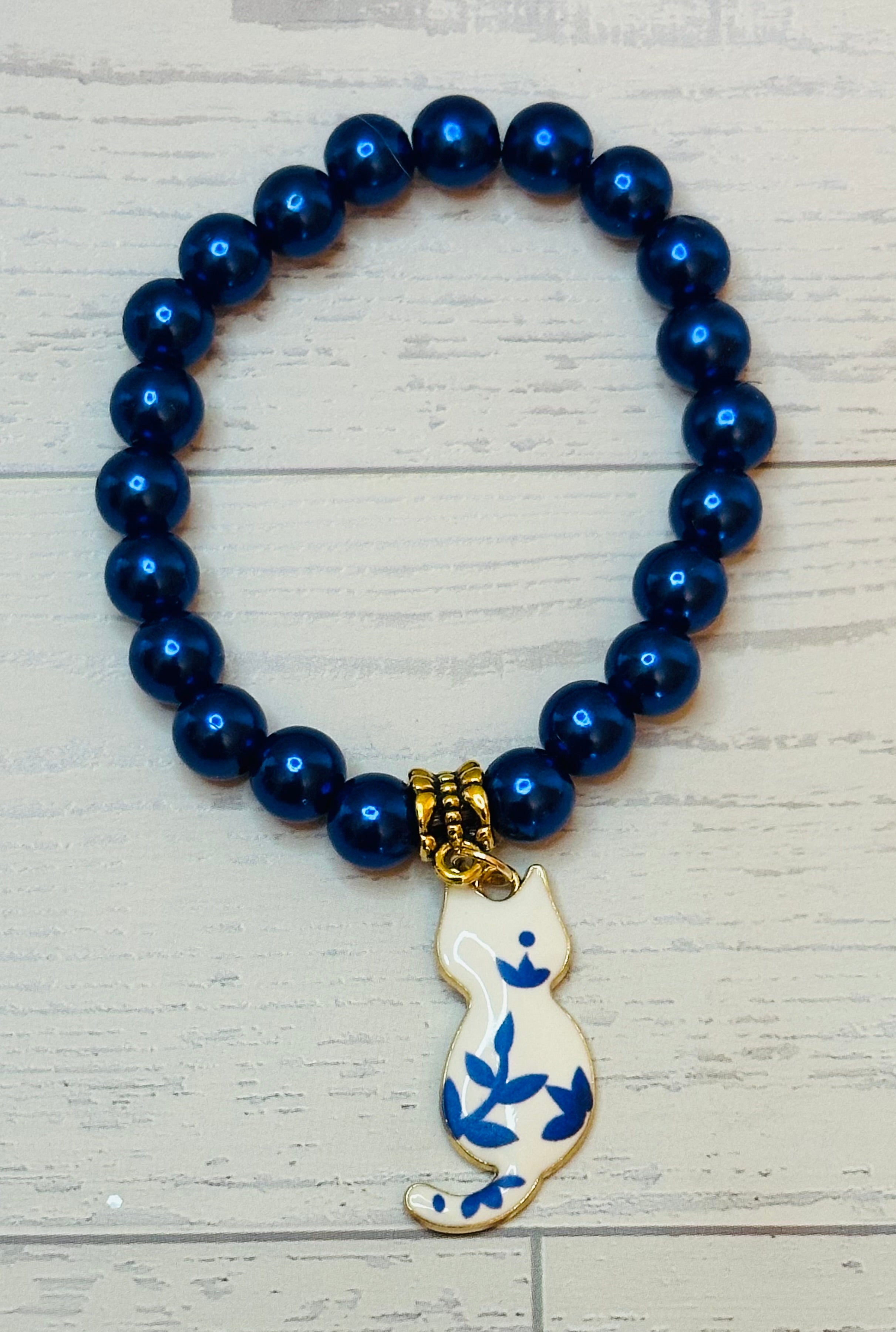 Metallic Blue Cat Bracelet