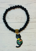 Black Floral Cat Bracelet