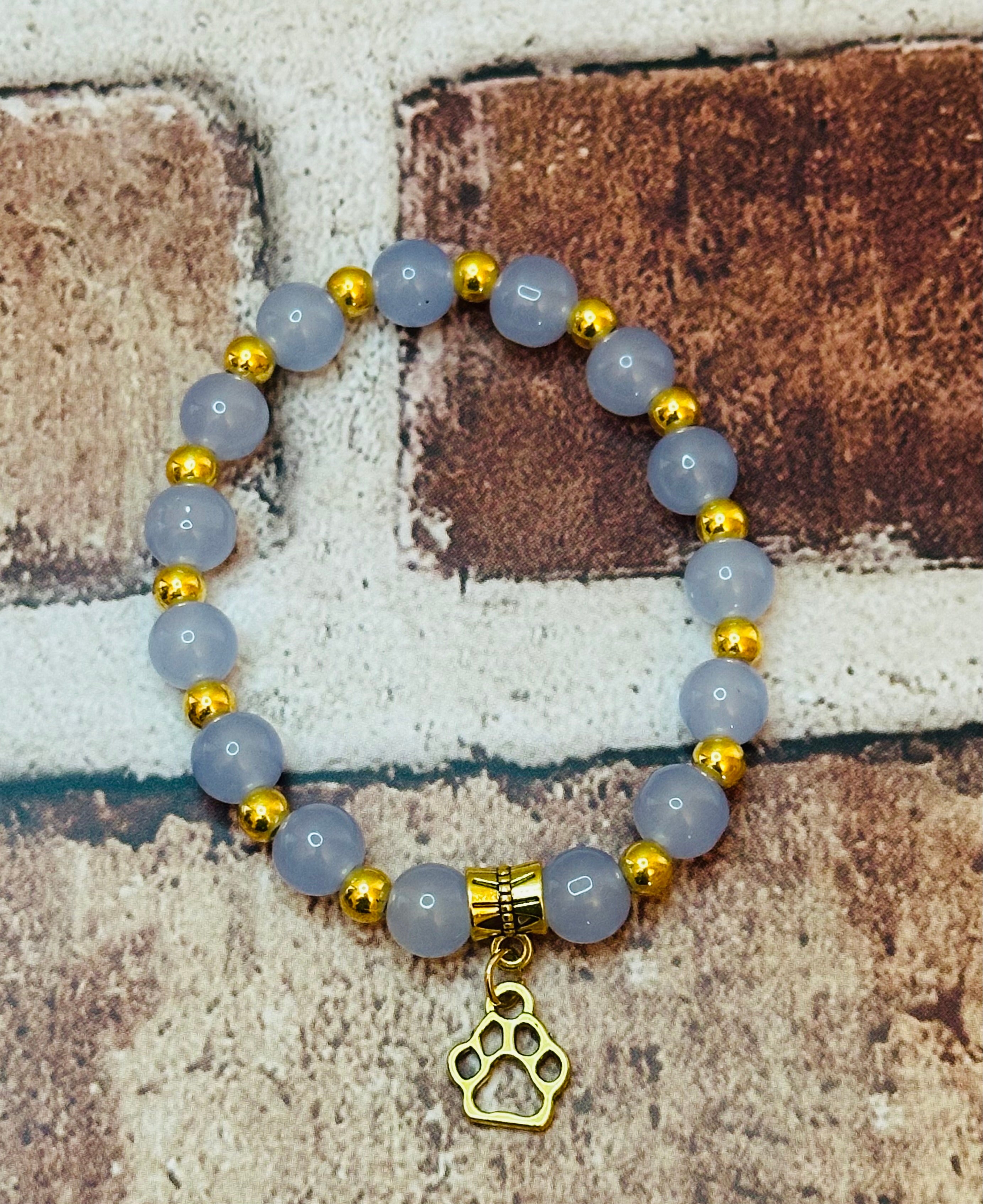 Baby Blue and Gold Paw Bracelet