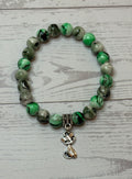 Green and Black Abstract Cat Bracelet