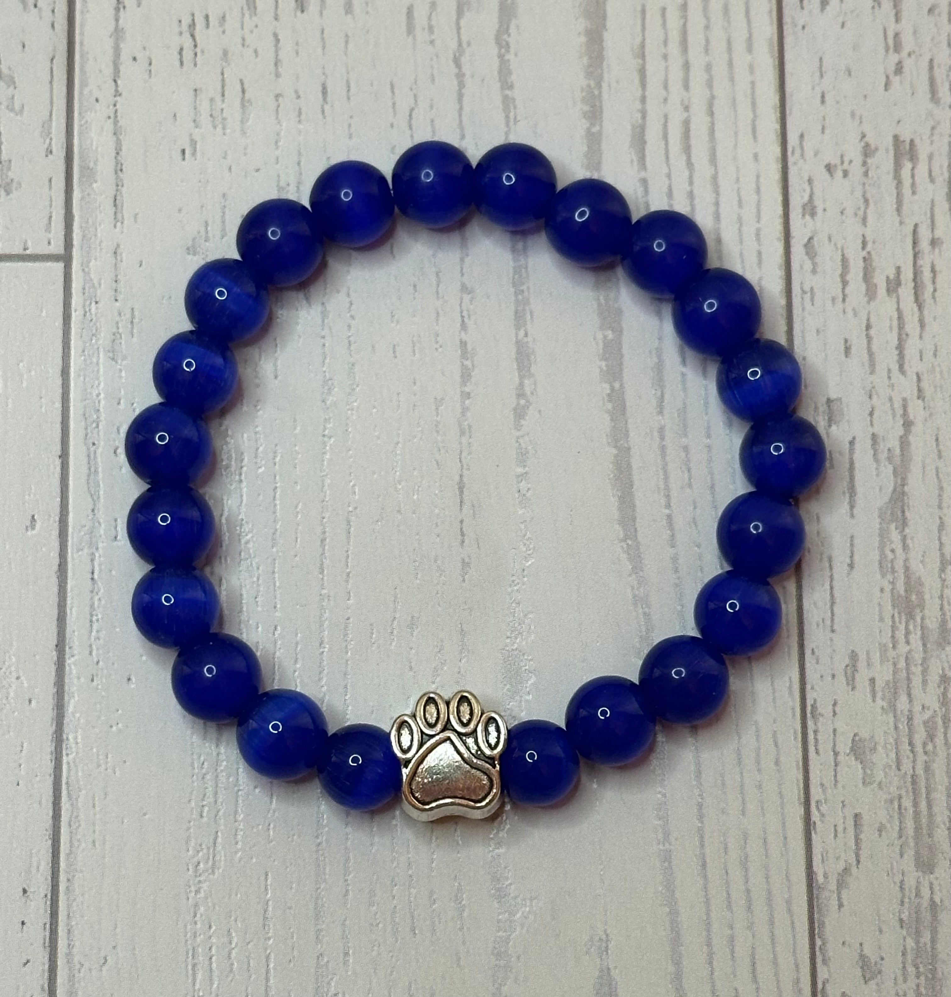 Emerald Blue w/Silver Paw Bracelet