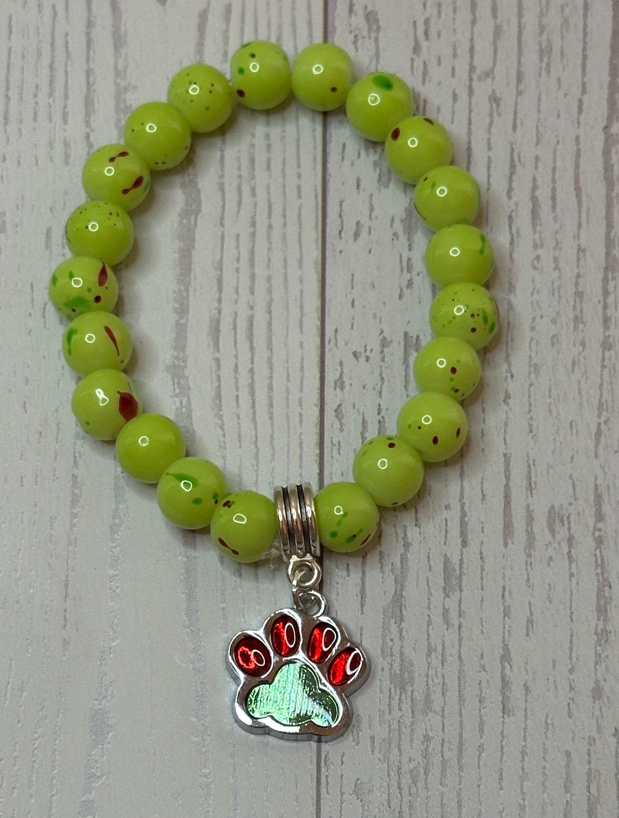 Green and Red Paw Bracelet