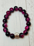 Fuchsia and Black Paw Print Bracelet