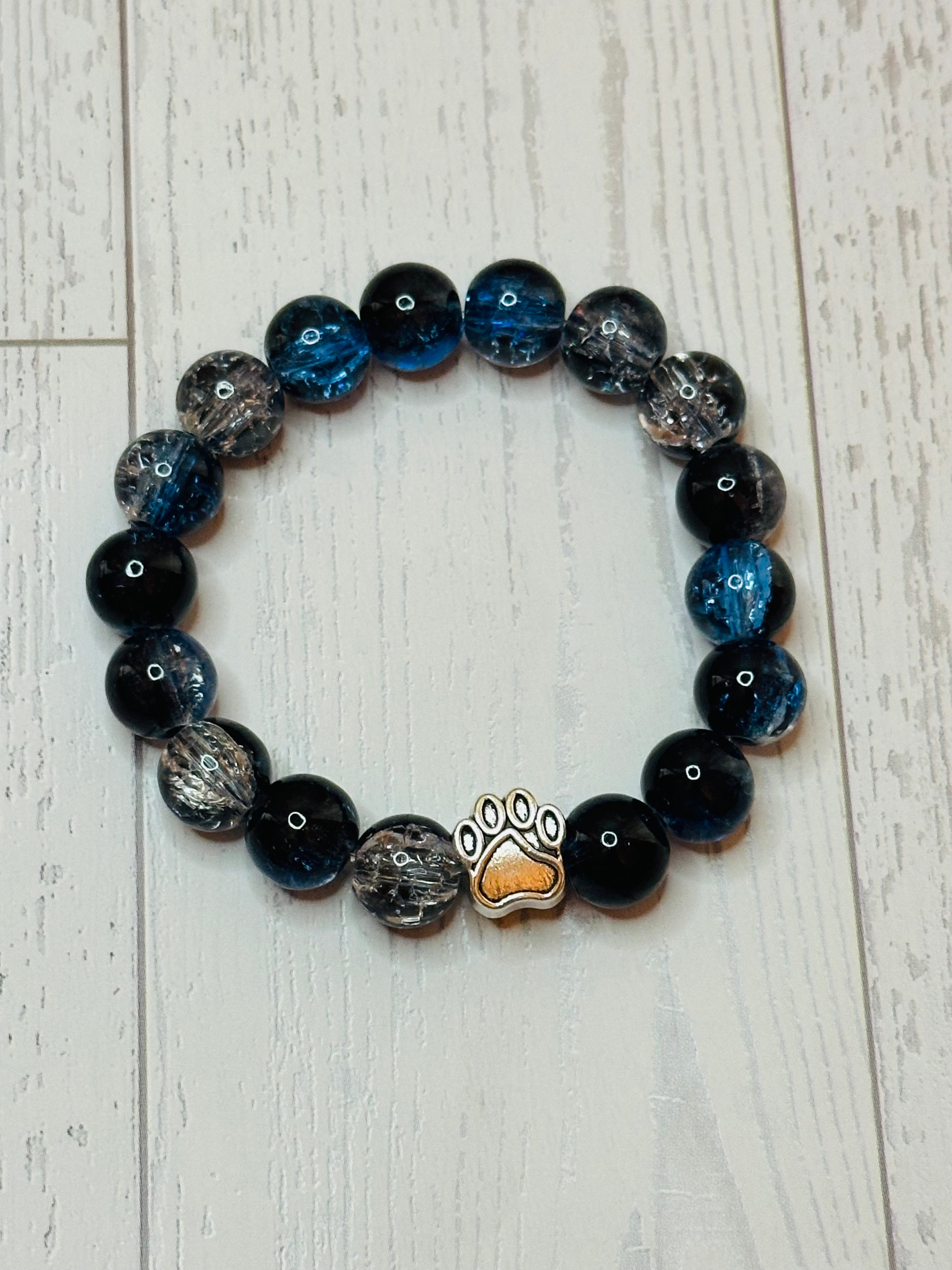 Blue and Black Paw Bracelet
