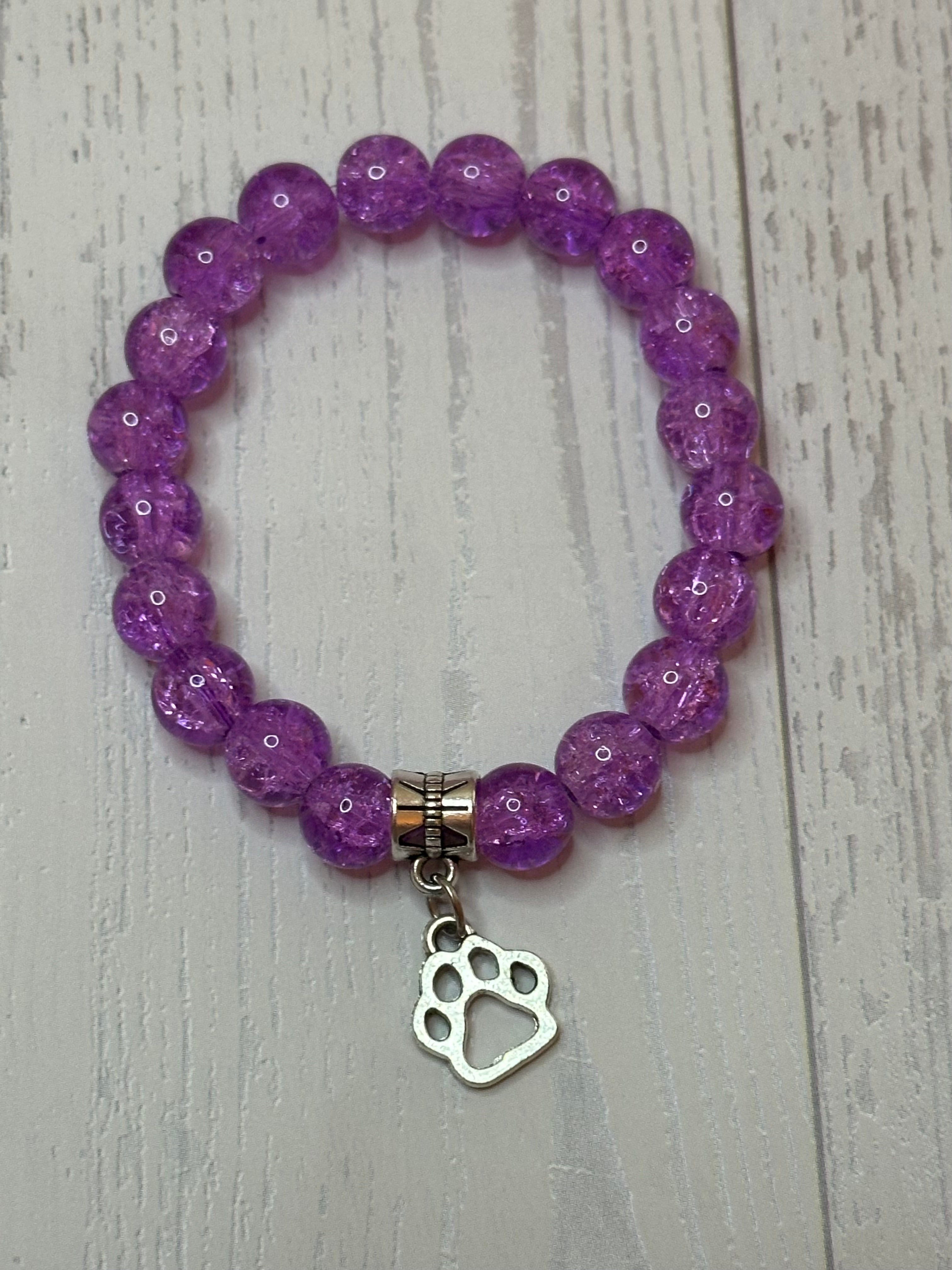 Shimmery Purple Paw Bracelet