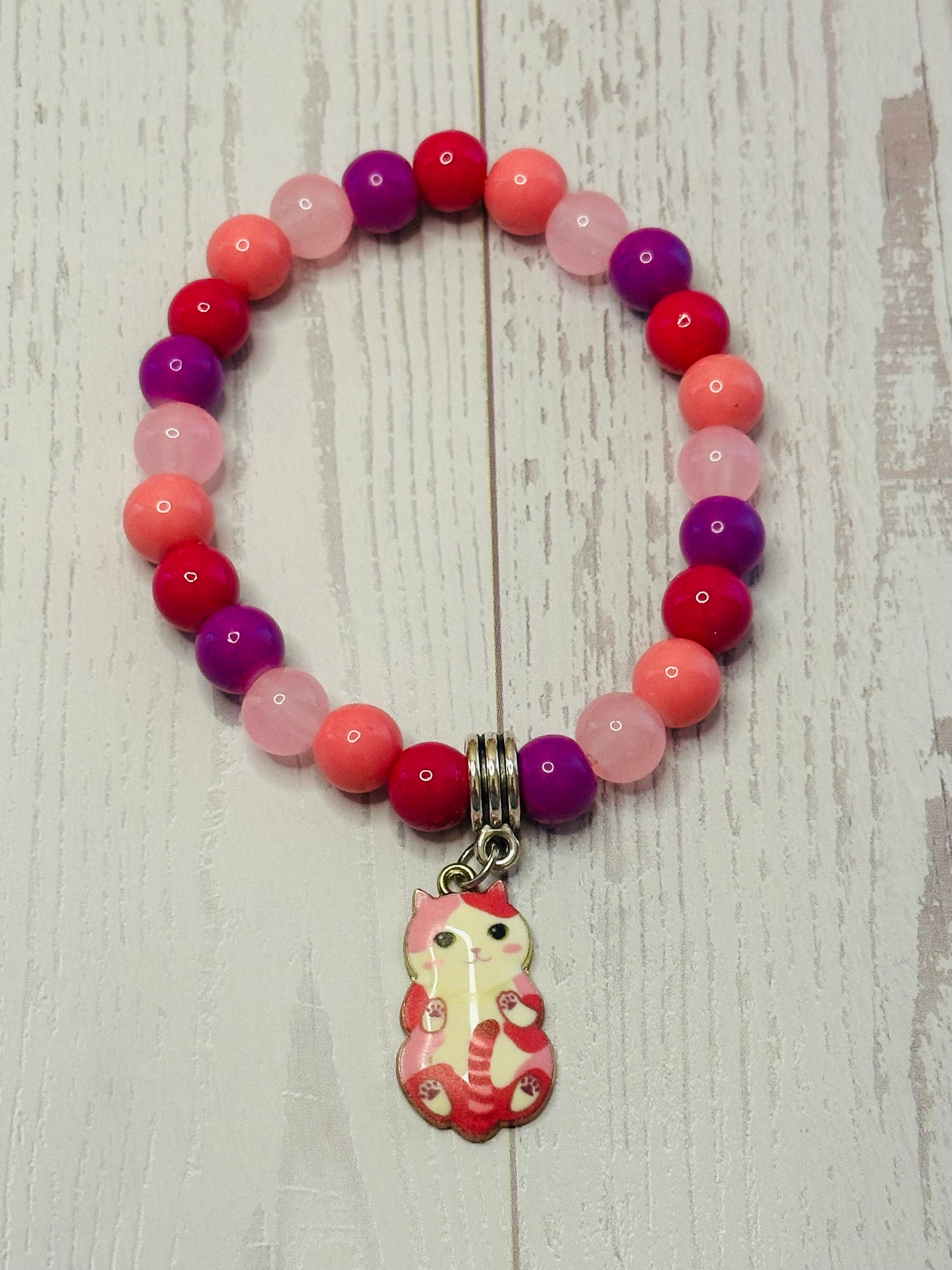 Pink and Purple Chonky Cat Bracelet