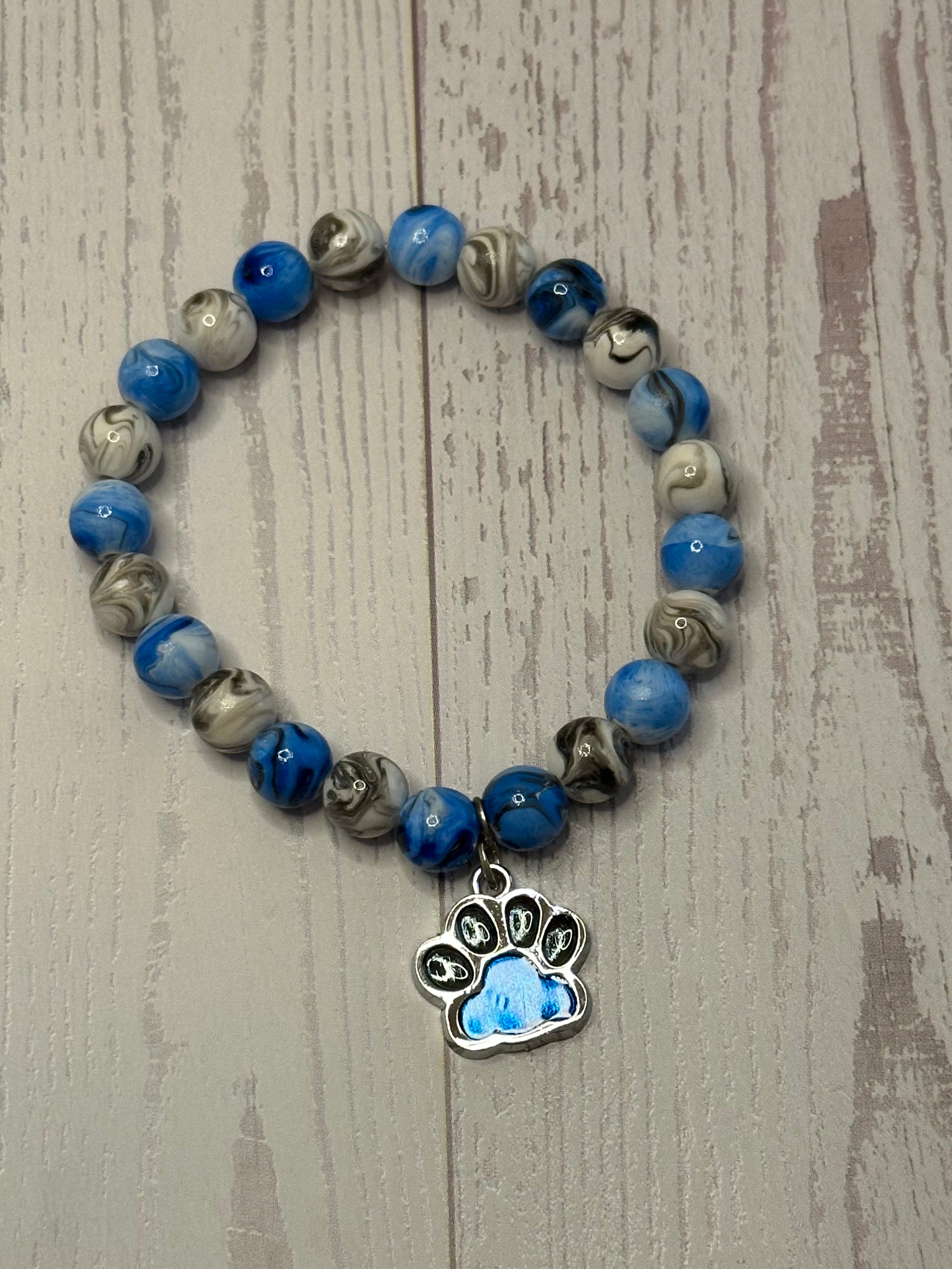 Blue and Black Paw Bracelet