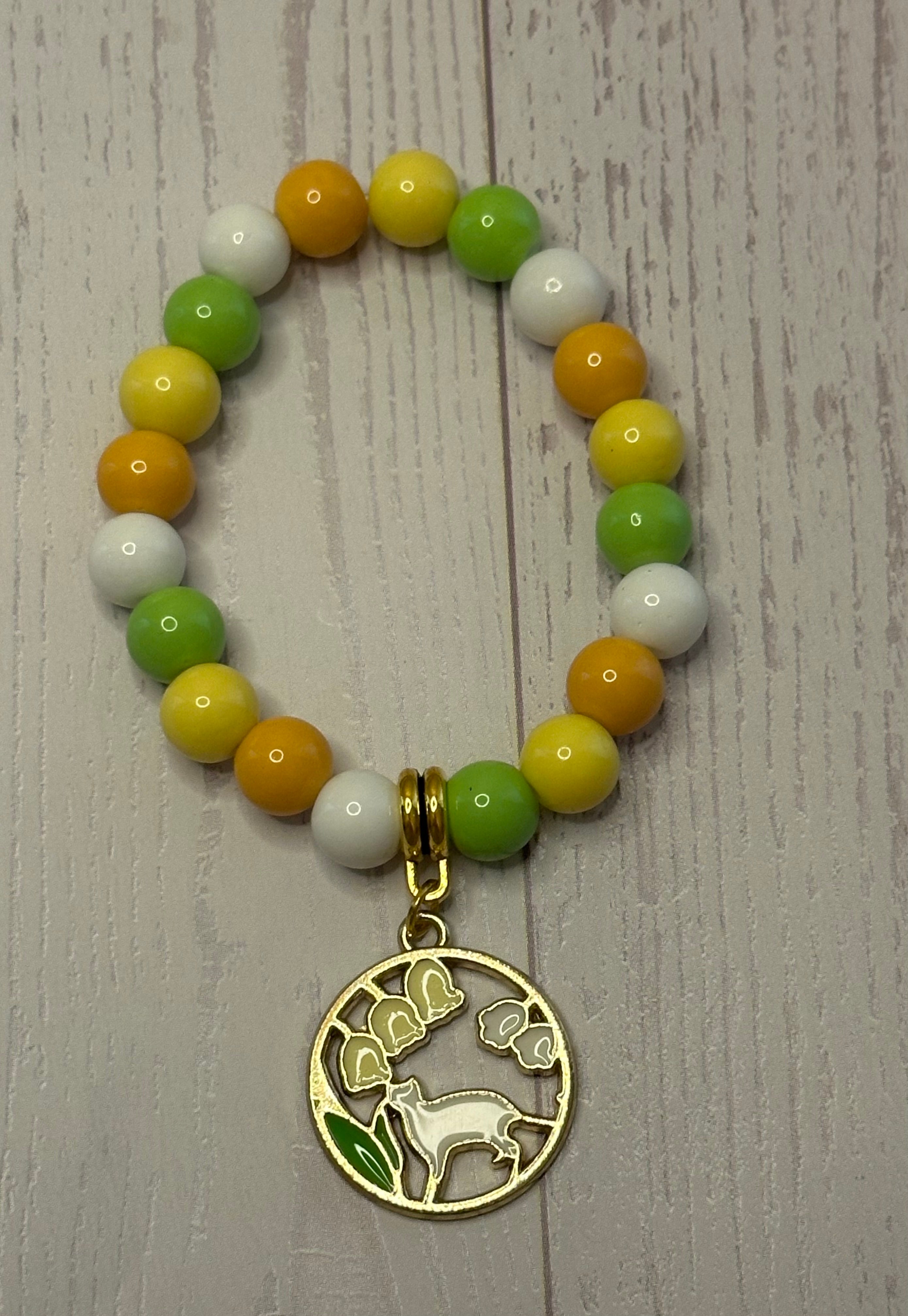 Green and Yellow Floral Cat Bracelet