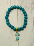 Turquoise and Gold Cat Bracelet