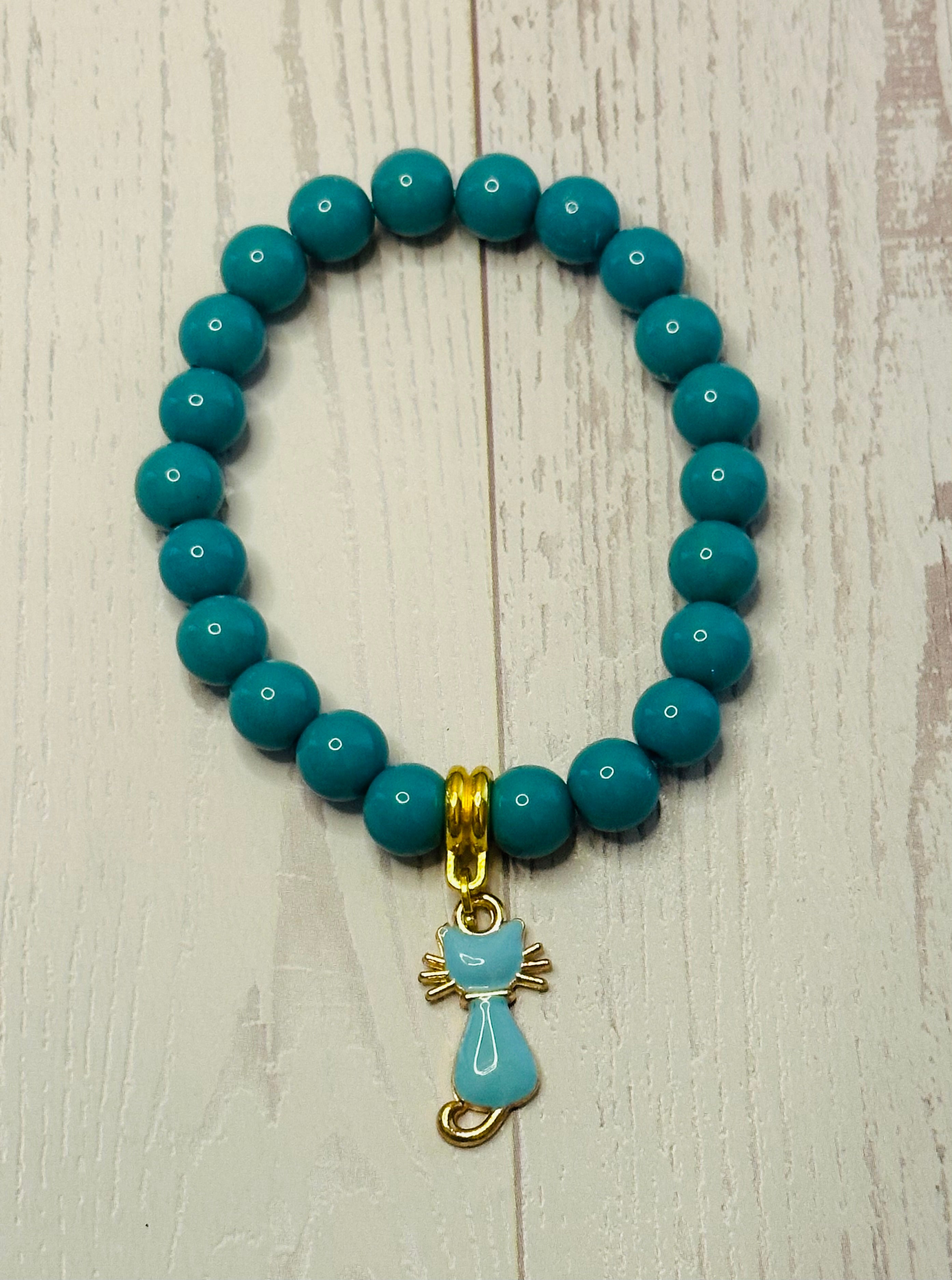 Turquoise and Gold Cat Bracelet
