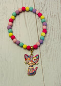 Pink and Red Mosaic Cat Bracelet