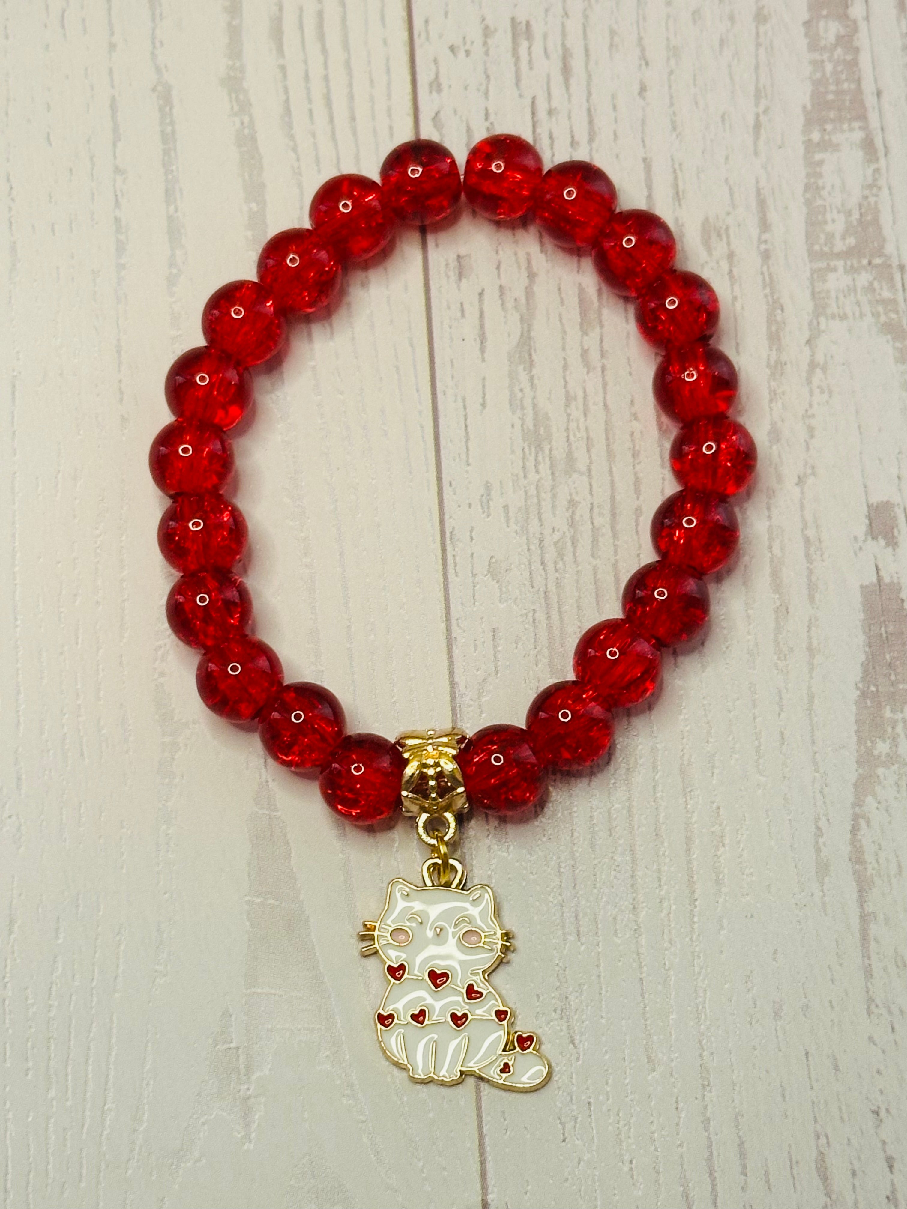 Red Heart Cat Bracelet