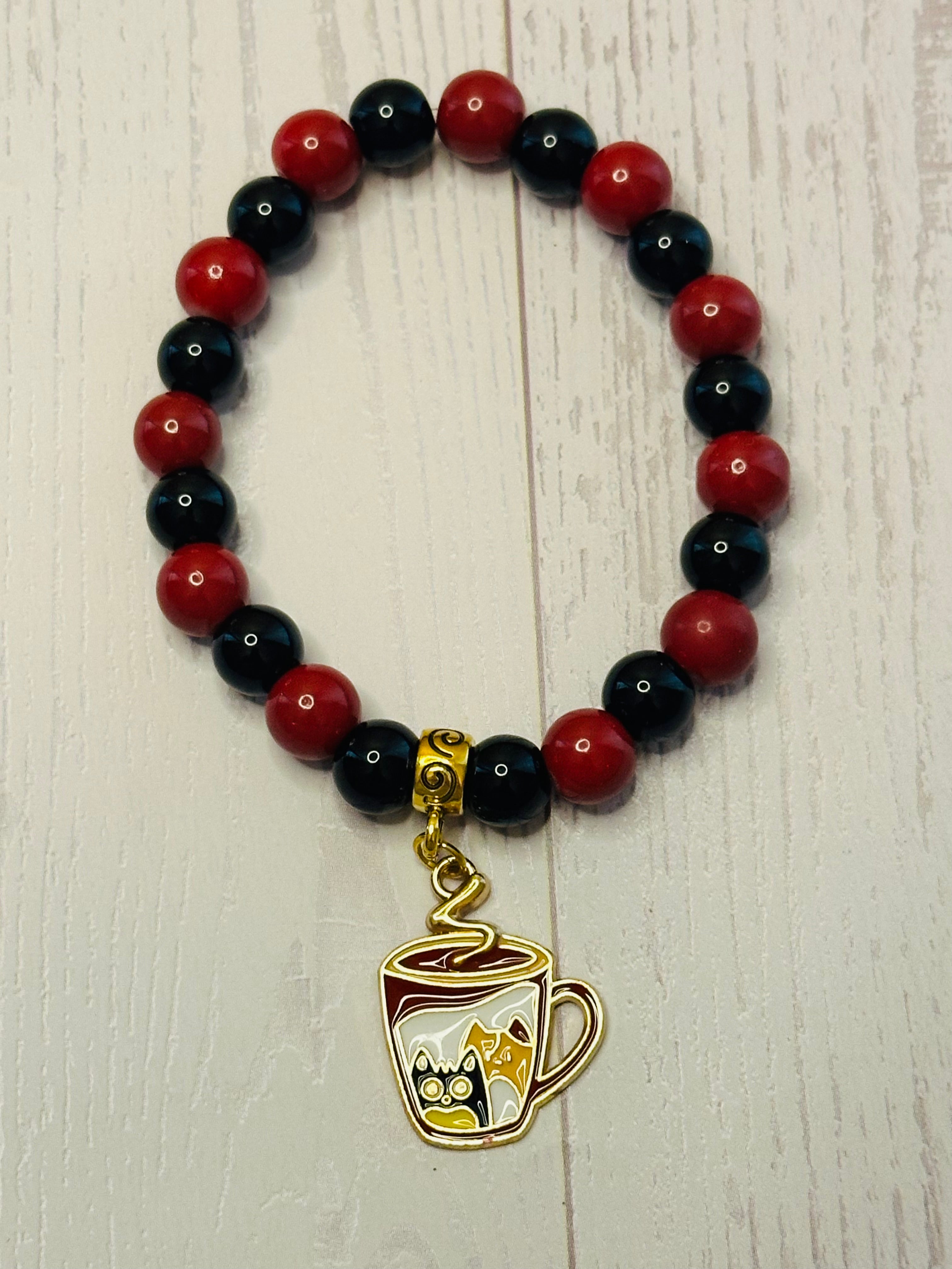 Red and Black Coffee Cat Bracelet