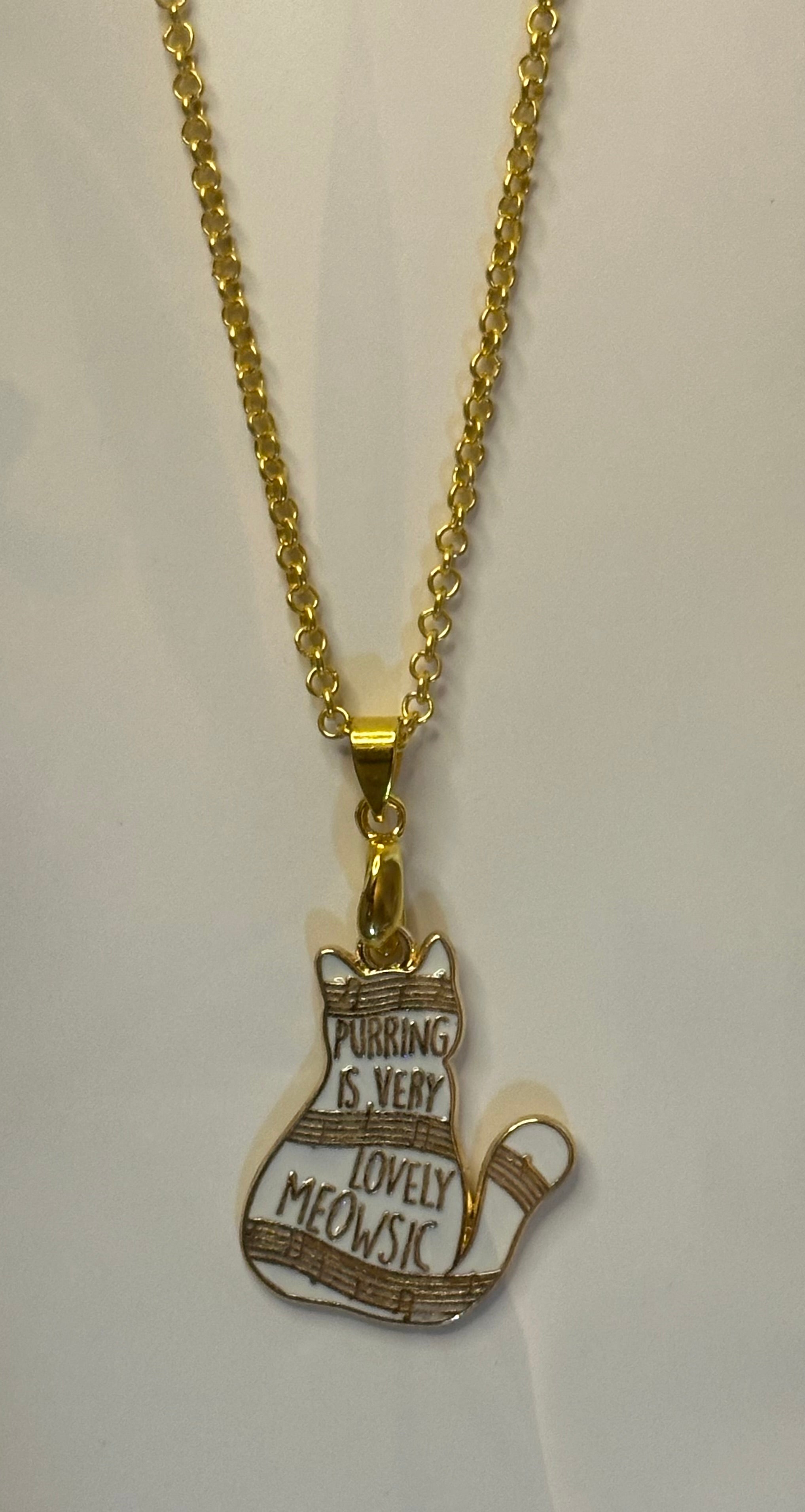 Musical White Cat Necklace