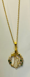 White Cat and Flowers Necklace