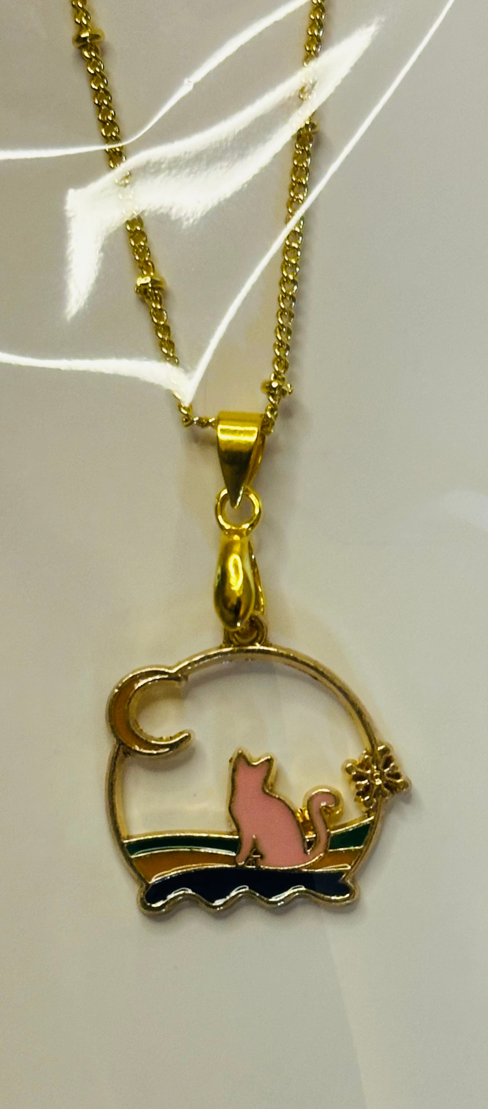 Cat and Moon Necklace