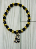 Black and Gold Floral Cat Bracelet