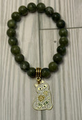 Dark Green Floral Cat Bracelet