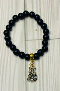 Black Floral Cat Bracelet