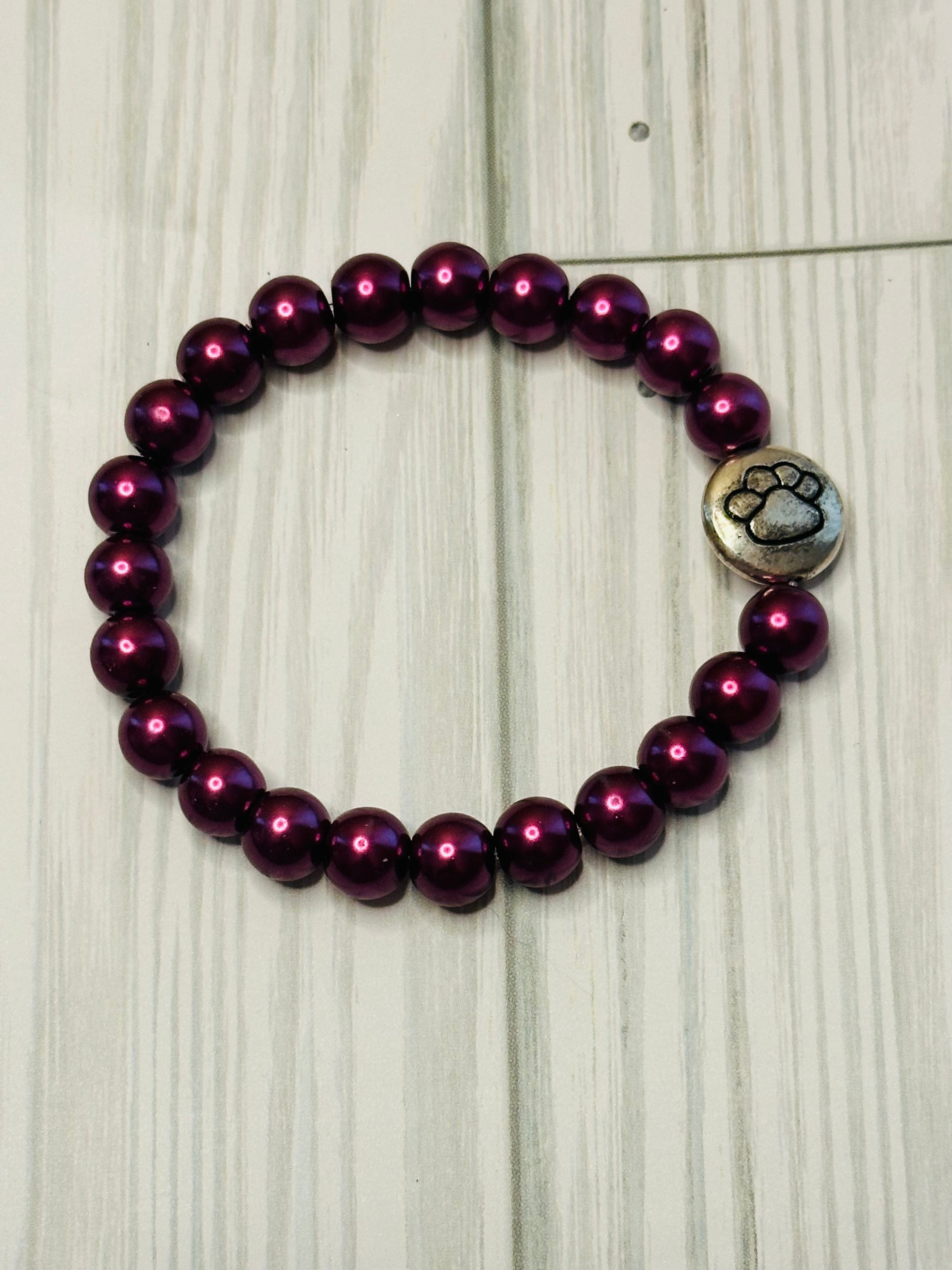 Metallic Maroon Paw Bracelet