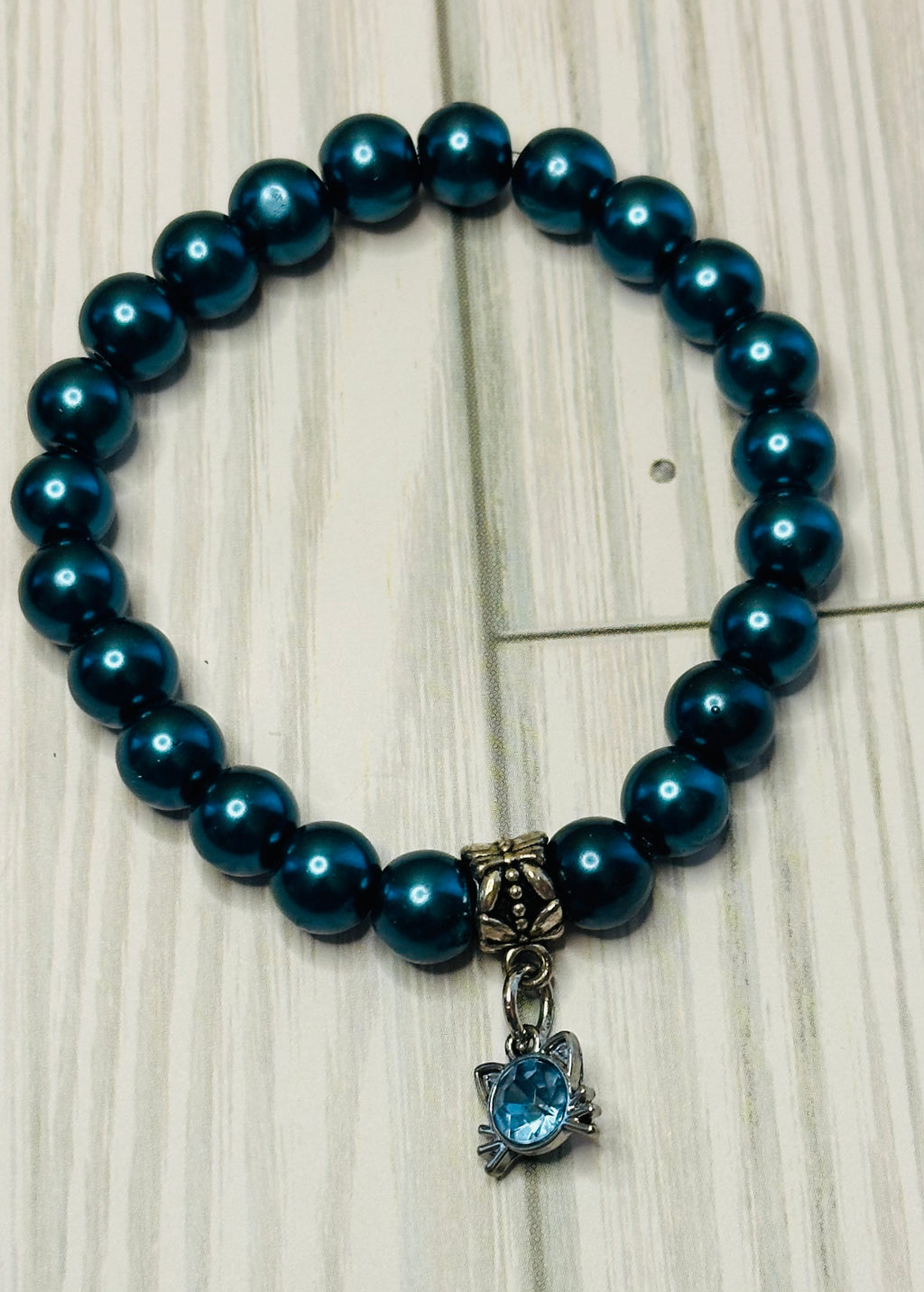 Metallic Teal Cat Bracelet
