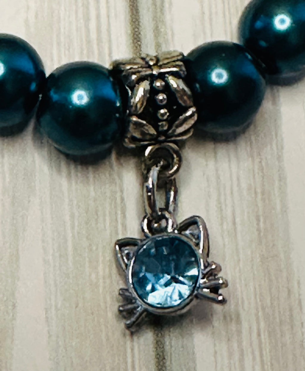 Metallic Teal Cat Bracelet