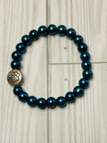 Metallic Teal Paw Bracelet