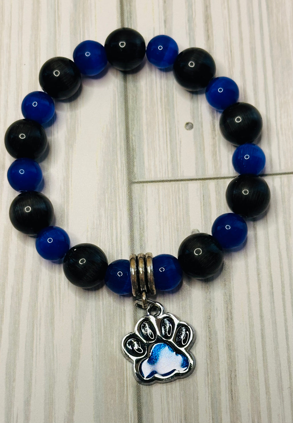 Blue and Black Paw Bracelet