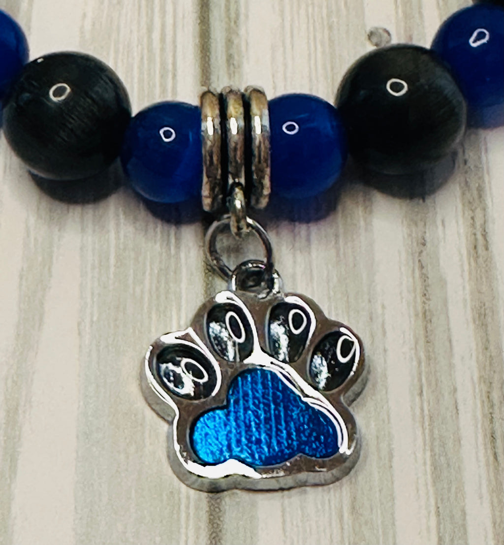 Blue and Black Paw Bracelet
