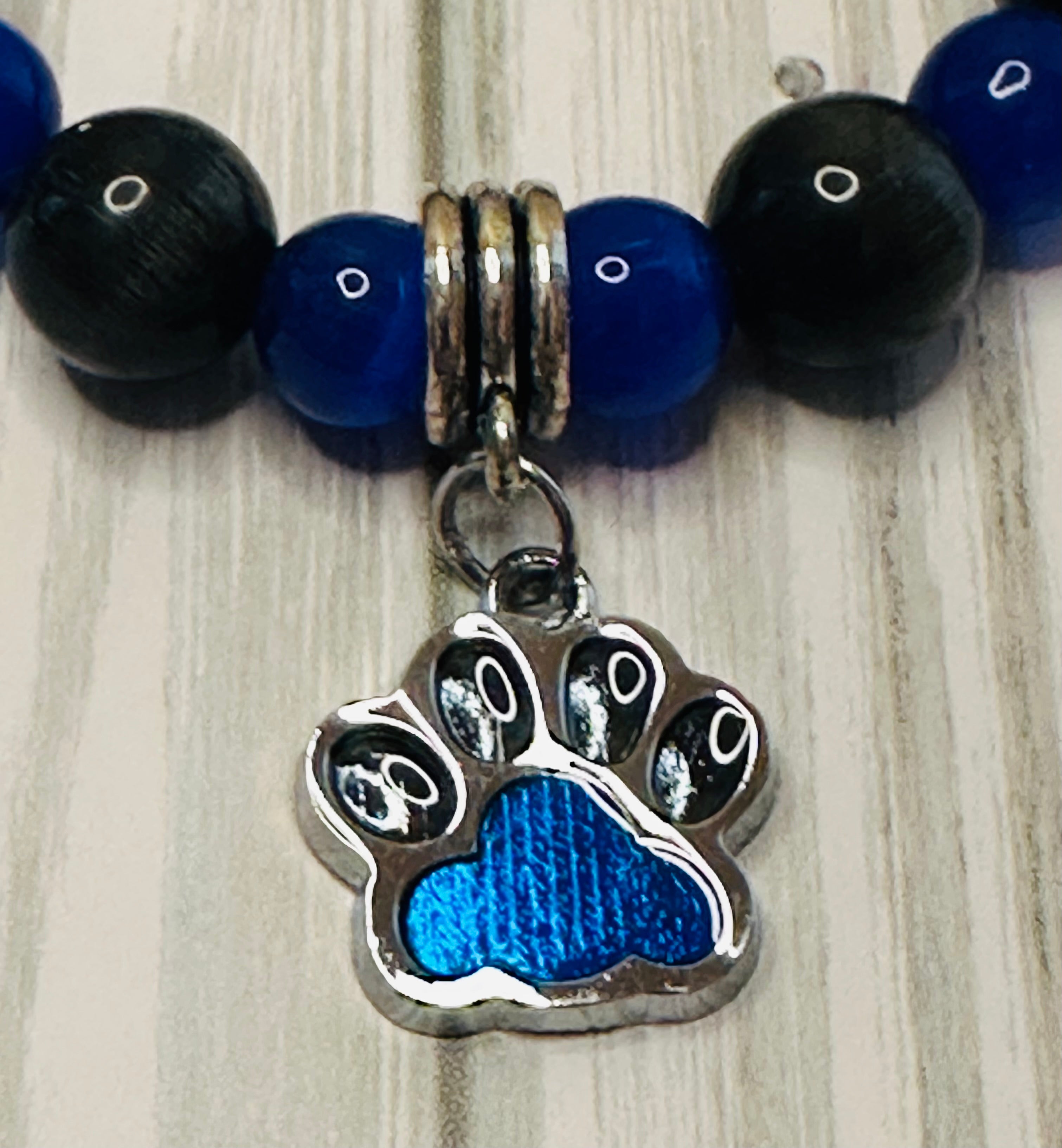 Blue and Black Paw Bracelet