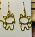 Gold Cat Outline Earrings