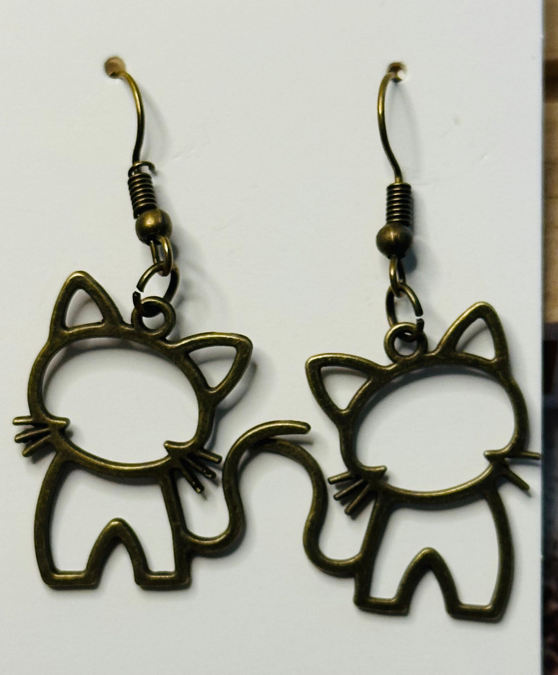 Bronze Cat Outline Earrings