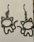 Silver Cat Outline Earrings