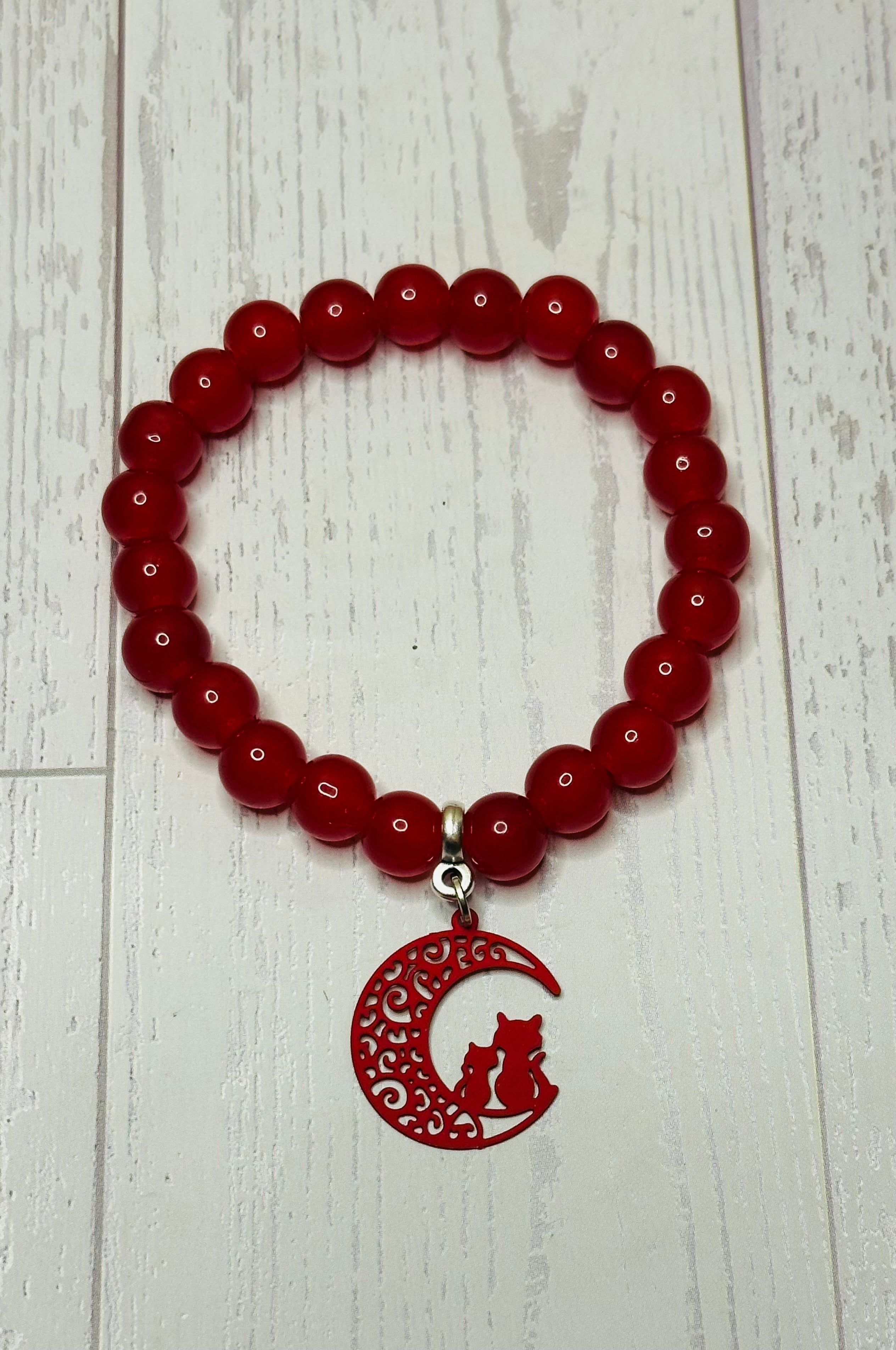 Red Cat and Moon Bracelet