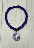 Purple Cat and Moon Bracelet