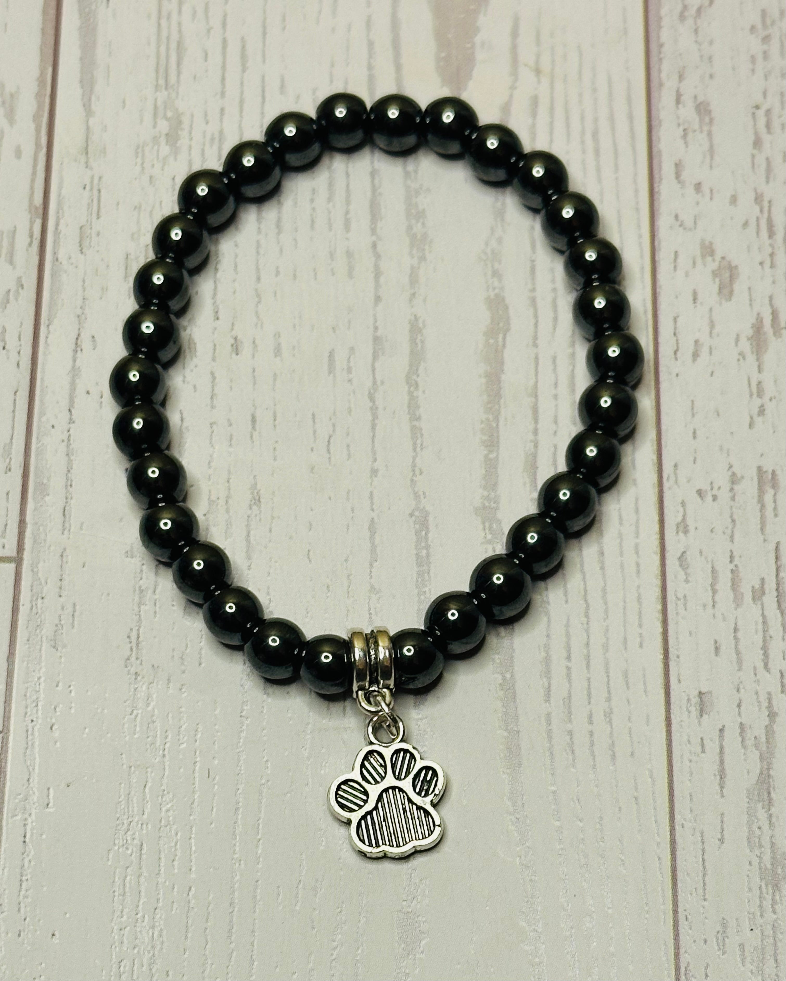 Gun metal striped Paw Bracelet