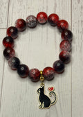 Red and Black Cat Heart Bracelet