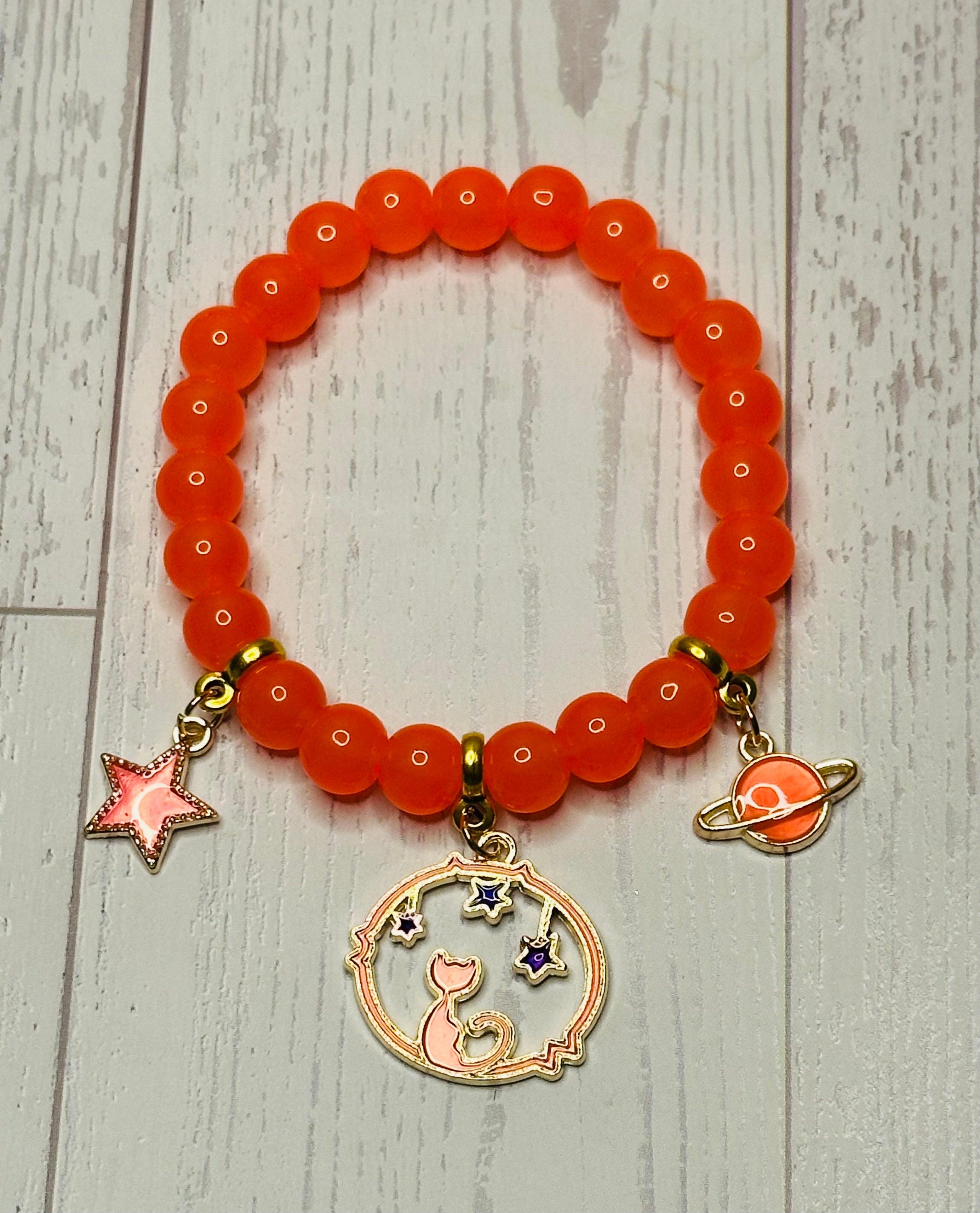 Tangerine Galactic Cat Bracelet