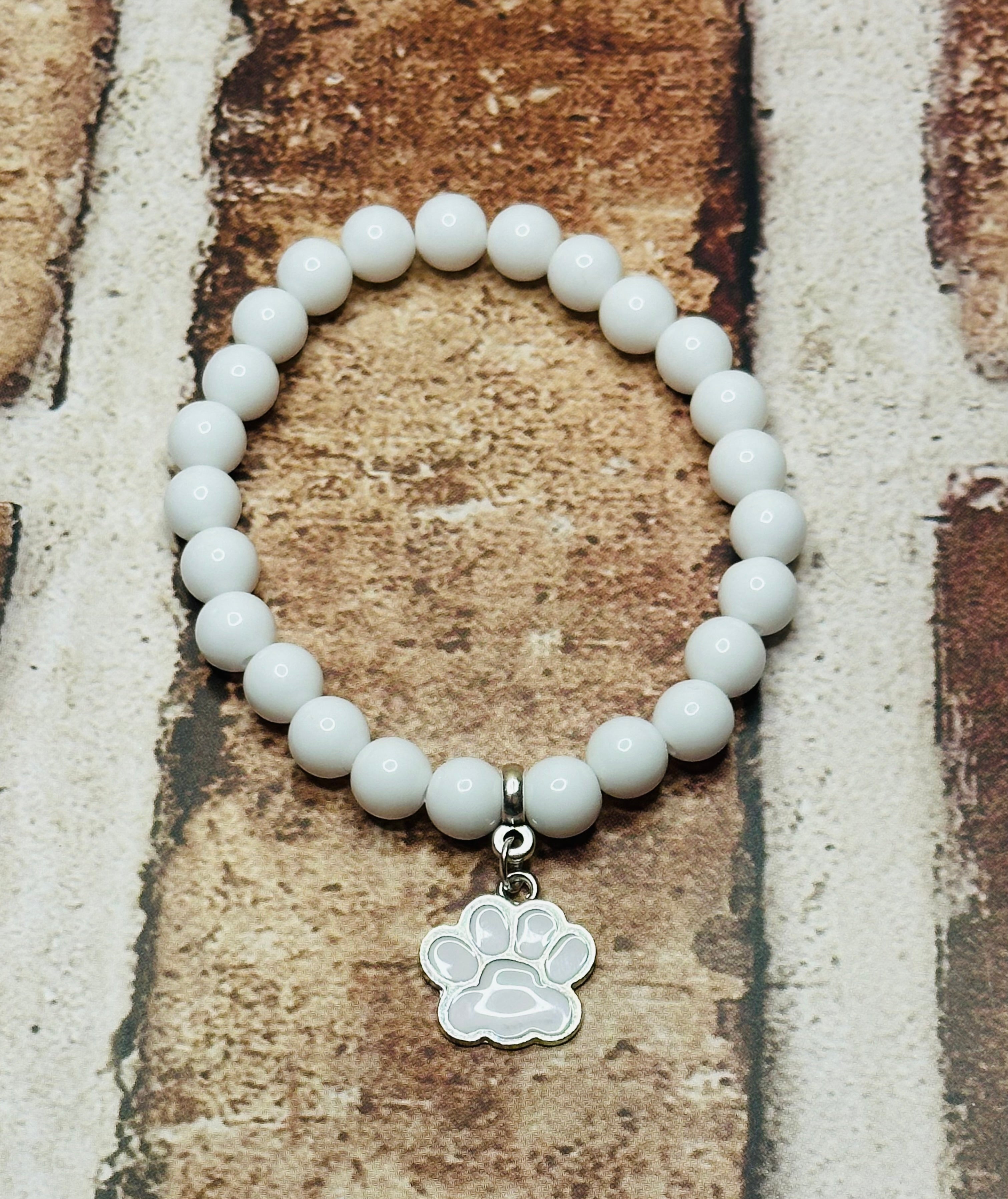 White Paw Print Bracelet