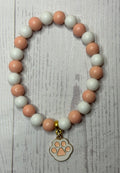 Peach and White Paw Bracelet