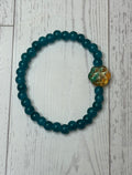 Teal and Yellow Paw Bracelet
