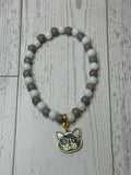 Gray and White Cat in Glasses Bracelet